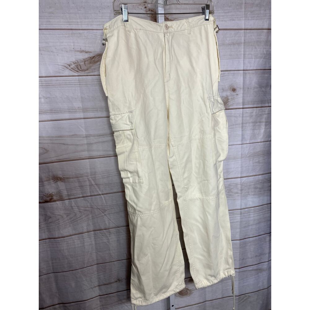 Velvet Heart Women's L Cinched Cargo Pants Cream Baggy Streetwear Casual NWT